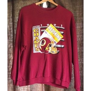 1991 Washington Redskins World Champs Sweatshirt NFL Vintage Made In USA Trench